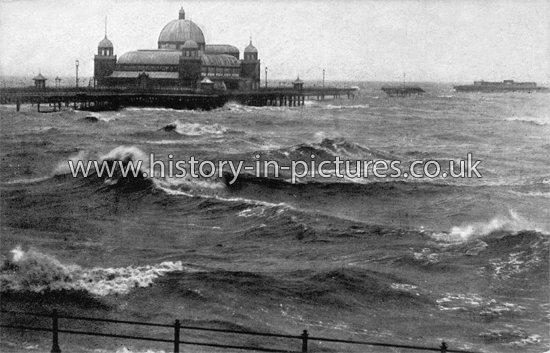The Pier and High Tide at Morecambe, Lancashire. c.1912